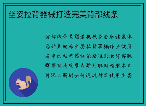 坐姿拉背器械打造完美背部线条